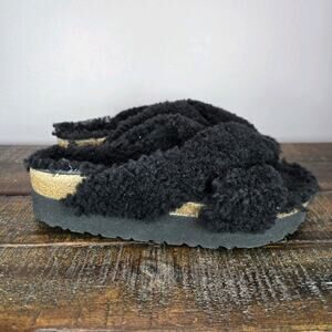 Papillio by Birkenstock Daytona Shearling Womens Size 6 Platform Sandals Black